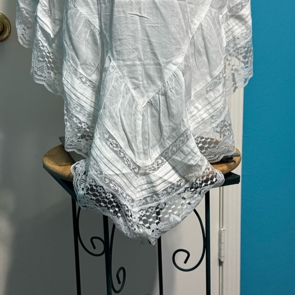 Free People Coretta Tunic Cream White Sheer Lace Trimmed Top Small NWT - Picture 6 of 16